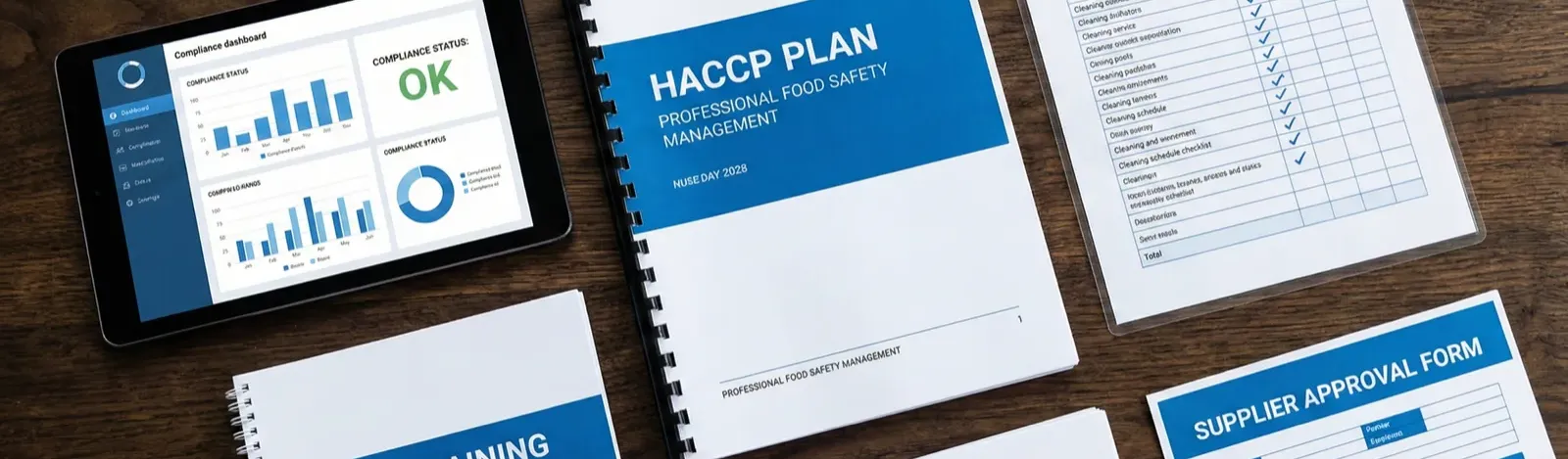 Food safety management system documentation and digital compliance dashboard