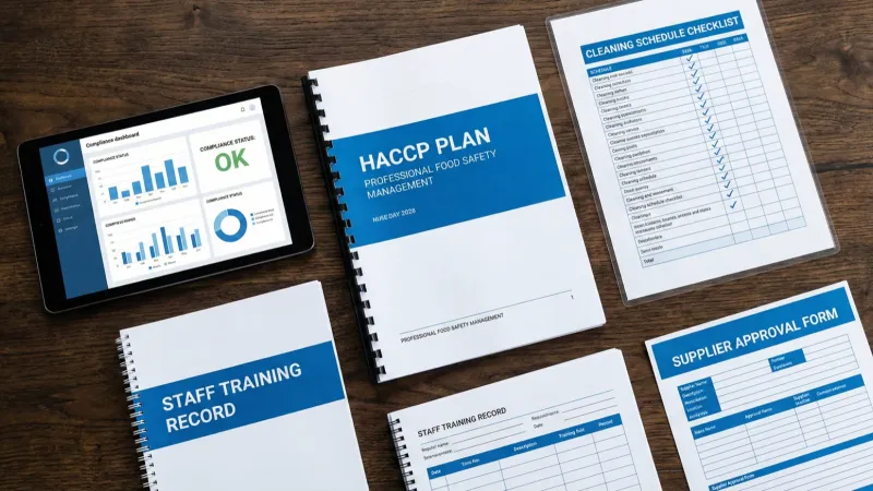 Food safety management system documentation and digital compliance dashboard