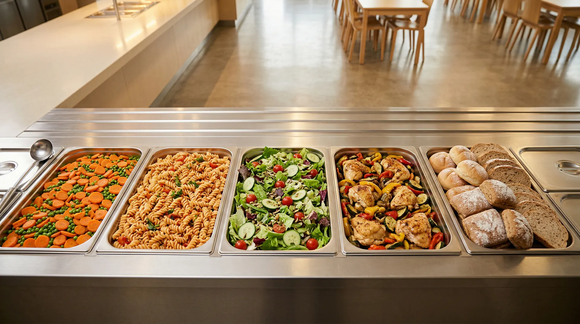 School canteen with allergen-safe meal preparation area