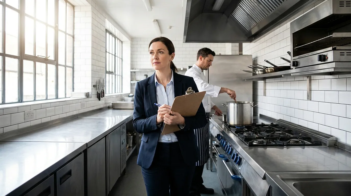 Official FHRS rating badges 0 to 5 on black — the FSA Brand Standard that governs how food hygiene ratings are scored