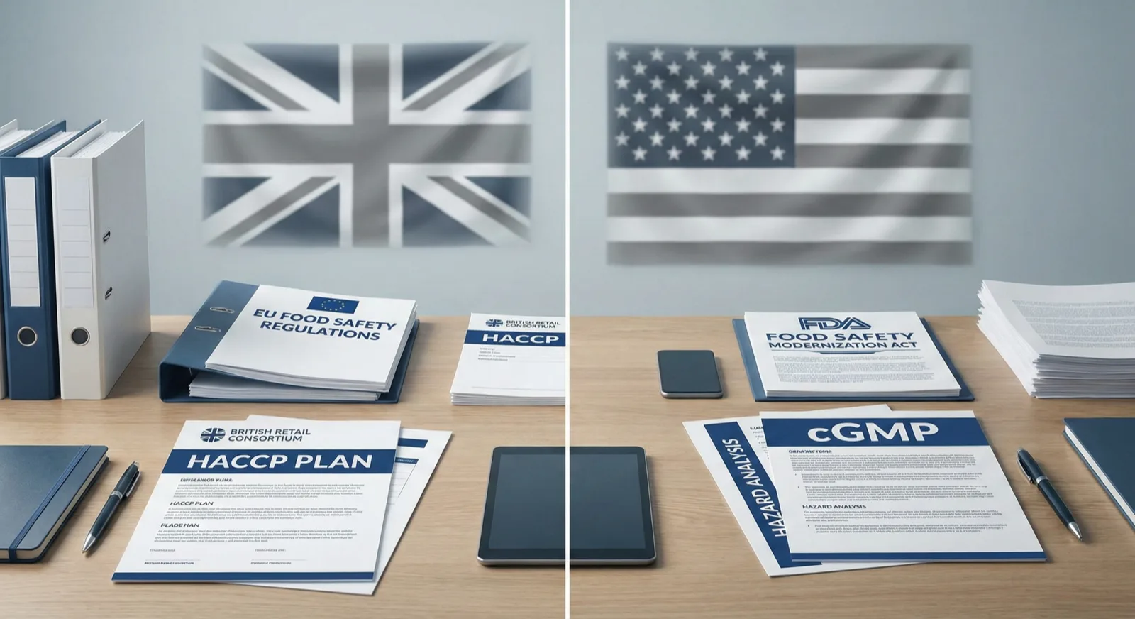 Side-by-side comparison of HACCP and HARPC food safety documentation