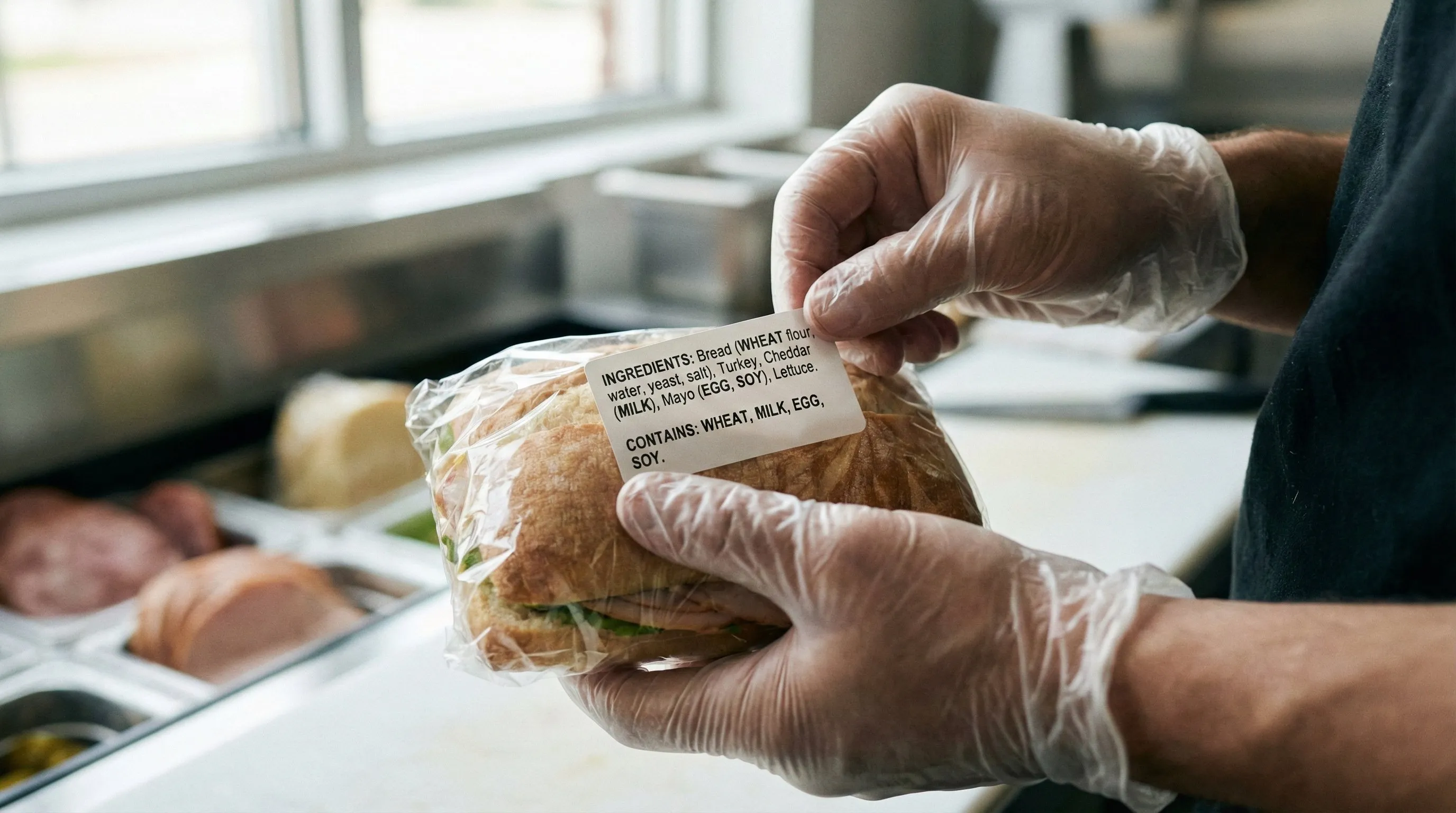 UK allergen matrix grid showing menu items and 14 regulated allergens