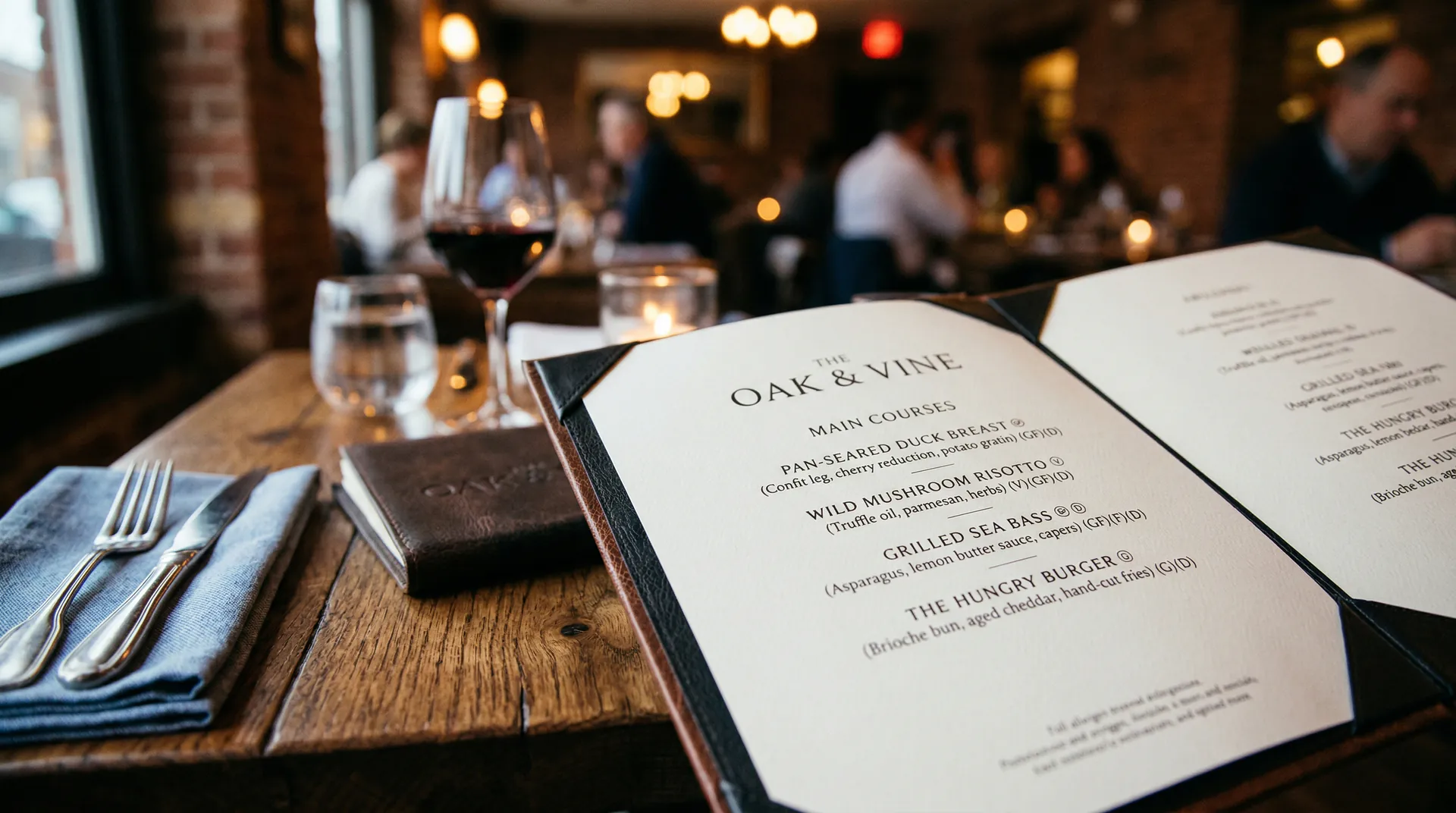 Restaurant menu showing allergen information for each dish