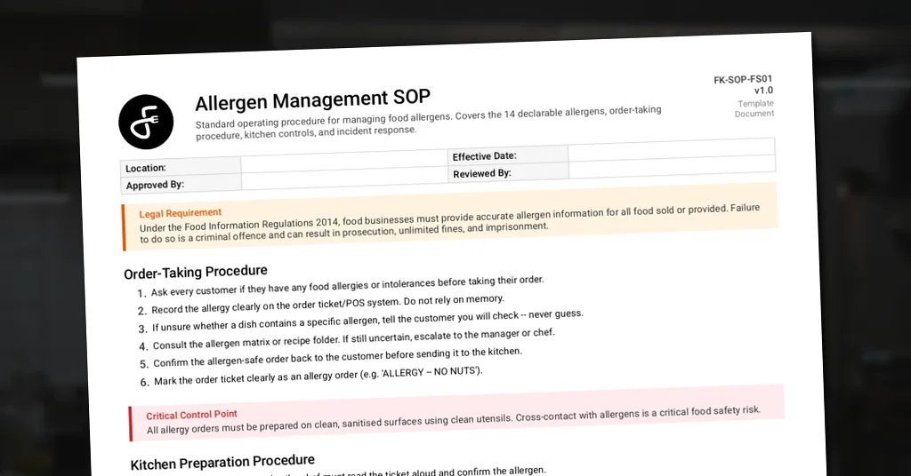 Allergen Management SOP