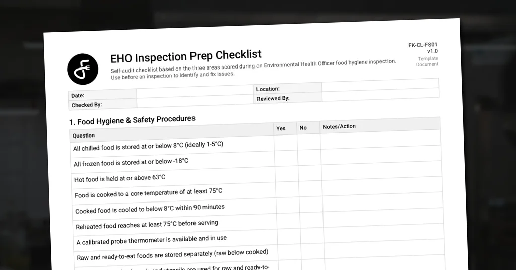 EHO Inspection Prep Checklist