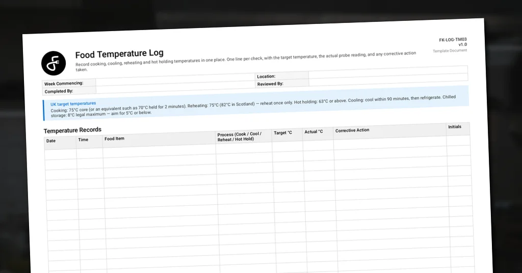 Food Temperature Log Sheet