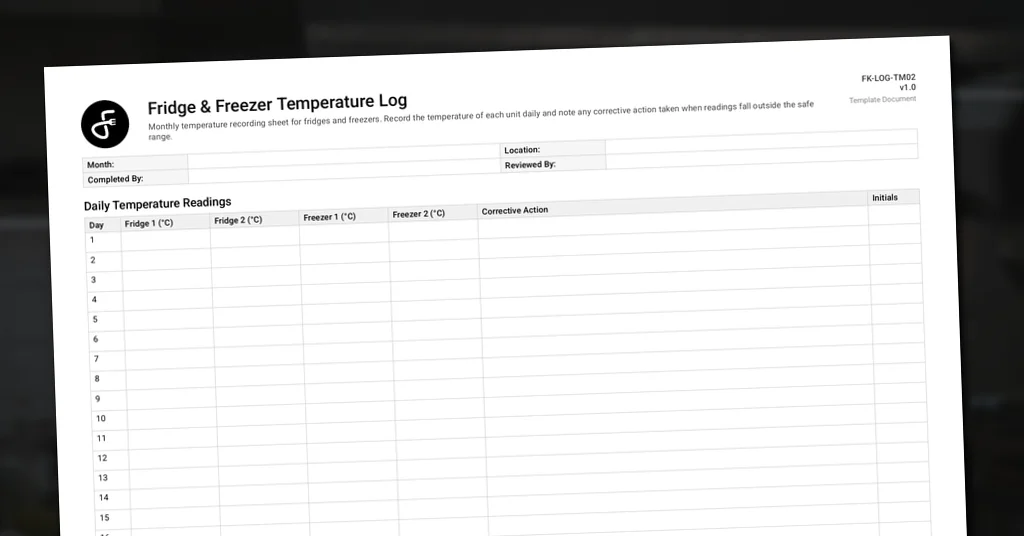 Fridge & Freezer Temperature Log