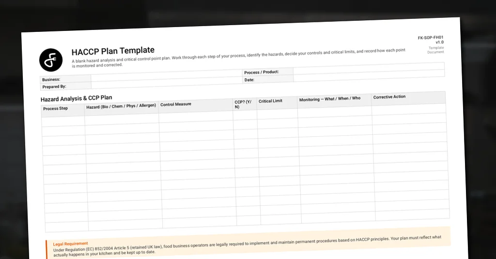 HACCP Plan Template