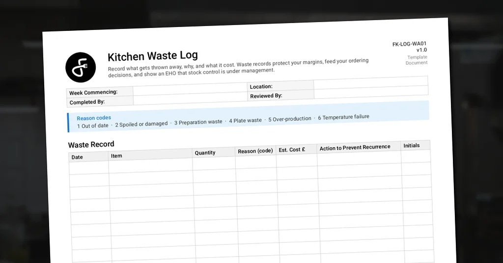 Kitchen Waste Log