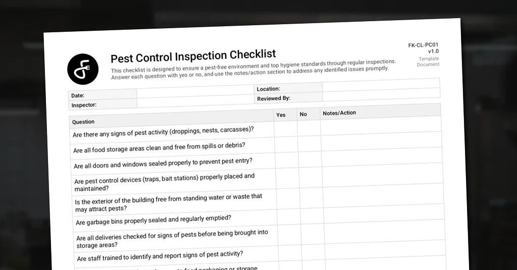 Pest Control Inspection Checklist