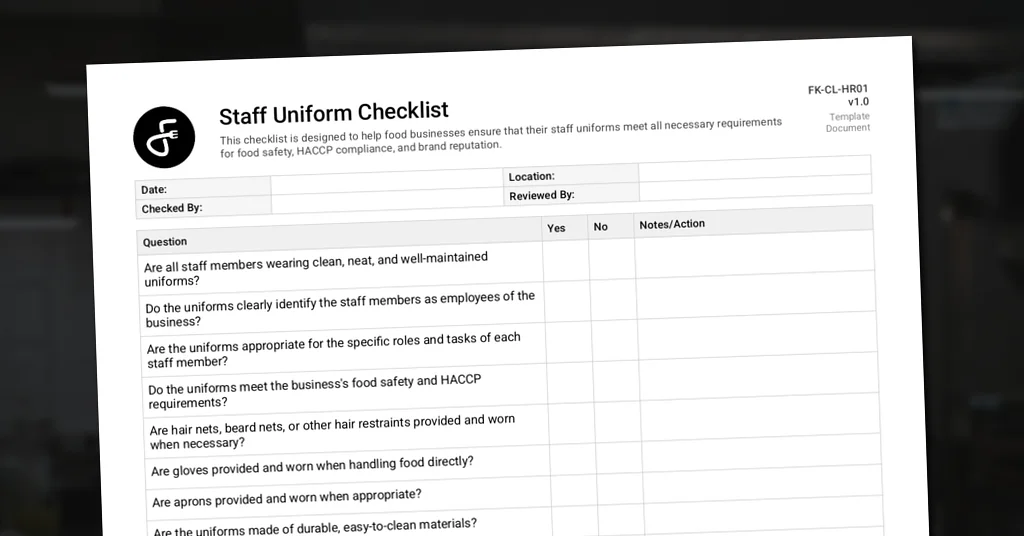 Staff Uniform Checklist